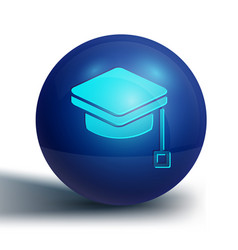 Blue Graduation Cap Icon Isolated On White