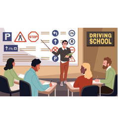 Driving School Lesson Men And Women