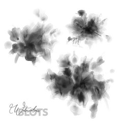 Set Of Black Blots Of Watercolor Paint