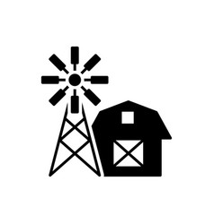 Farm Barn House Windmill Black Icon