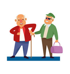 Old Men With Handbag And Cane Active Senior