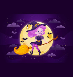 Pink Haired Witch Lady Halloween Background Design