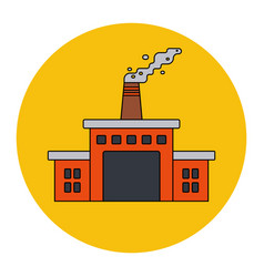 Brick Factory Building Icon With Chimney