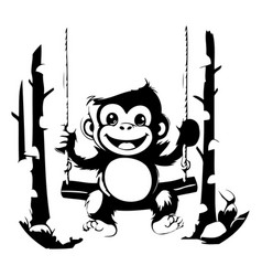 Monkey Swinging On A Swing In The Jungle