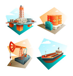 Petroleum Oil Industry 4 Isometric Icons