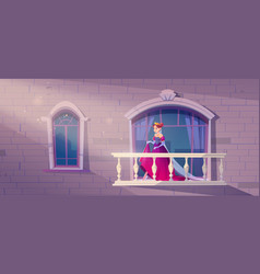 Princess In Pink Dress On Palace Balcony