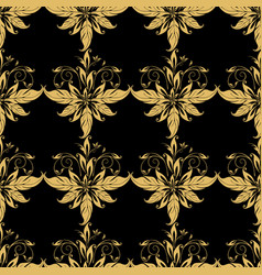 Seamless Graphic Gold Pattern On Black Background