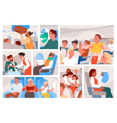 Cartoon People Sitting In Seats Cabin Interior