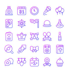 Happy New Year Icons Set Holiday