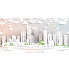 Vancouver Canada City Skyline In Paper Cut Style