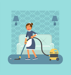 Housekeeper With Hoover Flat