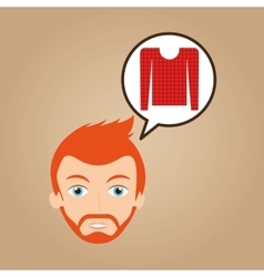 Man Hipster Bearded Wearing Red Sweater