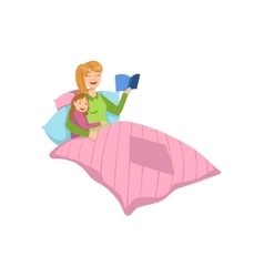 Mother telling bedtime story to kid in bed Vector Image