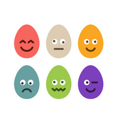 Set Of Colorful Easter Eggs With Emojis Flat