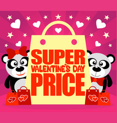 Super Price Valentines Day Card With Pandas