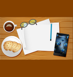 Table Aerial View With Mobile Screen Mockups