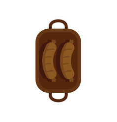 Bbq Sausage Icon Flat Barbecue Grill