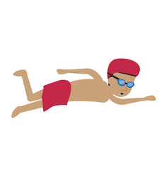 Man Swimming With Googles Cartoon Isolated