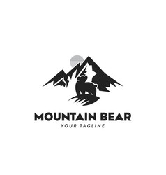 Wild Bear Silhouette On Mountain Logo Design