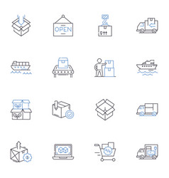 Last Mile Delivery Line Icons Collection