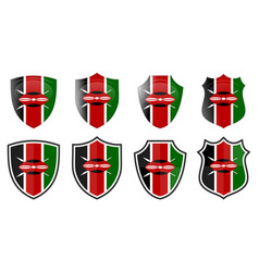 Vertical Kenya Flag In Shield Shape Four 3d