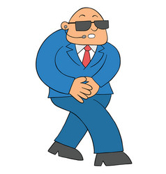 Cartoon Burly Bodyguard Man Walking