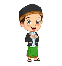 Happy Muslim Boy Cartoon Standing