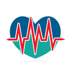 Heart Pulse Flat Logo Icon Design