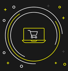 Line Shopping Cart On Screen Laptop Icon Isolated