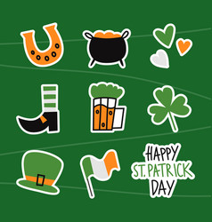 Set Of St Patrick Flat Design Stickers