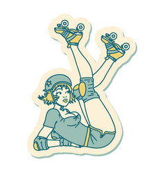 Tattoo Style Sticker A Pinup Roller Derby Girl