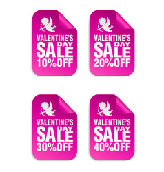 Valentines Day Sale Pink Stickers Set 10 20 30 40