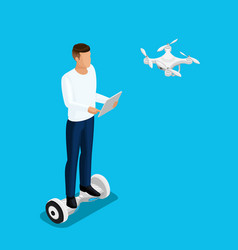 Isometric Drone People A Man Playing A Game