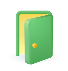 3d Cartoon Style Green Open Door Icon On White