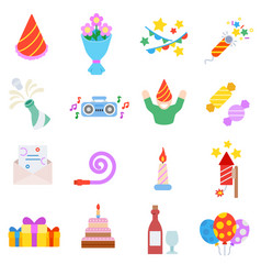 Birthday Icons Set Collection Flat Design