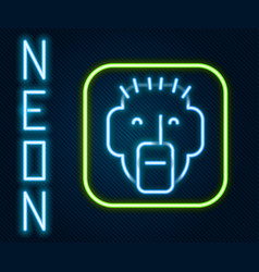 Glowing Neon Line Rapper Icon Isolated On Black