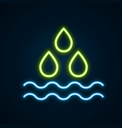 Glowing Neon Line Water Drop Icon Isolated On