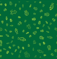 Set Line Octopus Fish And Jellyfish On Seamless