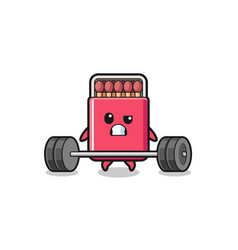 Cartoon Of Matches Box Lifting A Barbell