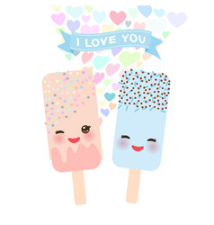 I Love You Card Design With Kawaii Mint