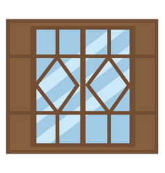 Cabin Brown Window On A White Background