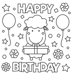 Happy birthday coloring page black and white Vector Image