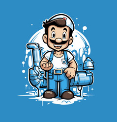 Plumber Cartoon Character Of A Holding