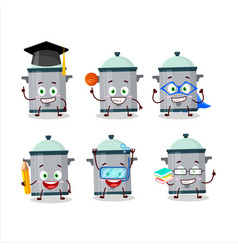 School Student Cooking Pan Cartoon Character