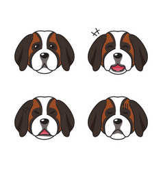 Set Of Character Saint Bernard Dog Faces Showing