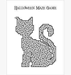 Printable Black And White Cat Halloween Maze Page