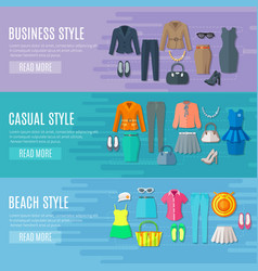 Woman Clothes Horizontal Banners Set