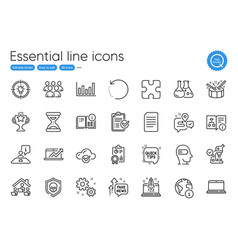 Puzzle Group And Interview Line Icons For