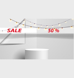 White Podium With Sale Text Background In The Whit