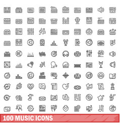 100 Music Icons Set Outline Style